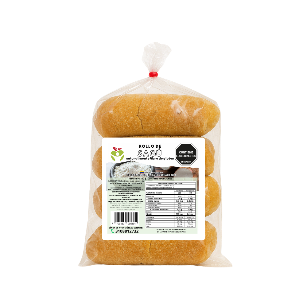 Pan Rollo de Sagú 330g · Sin Gluten - AlimVida