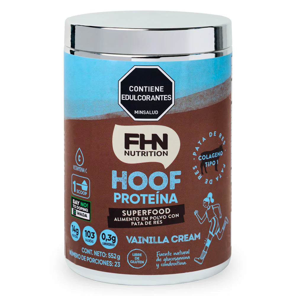 Hoof Proteína Vainilla Cream FHN Nutrition 552g, proteína en polvo con colágeno tipo I y pata de res