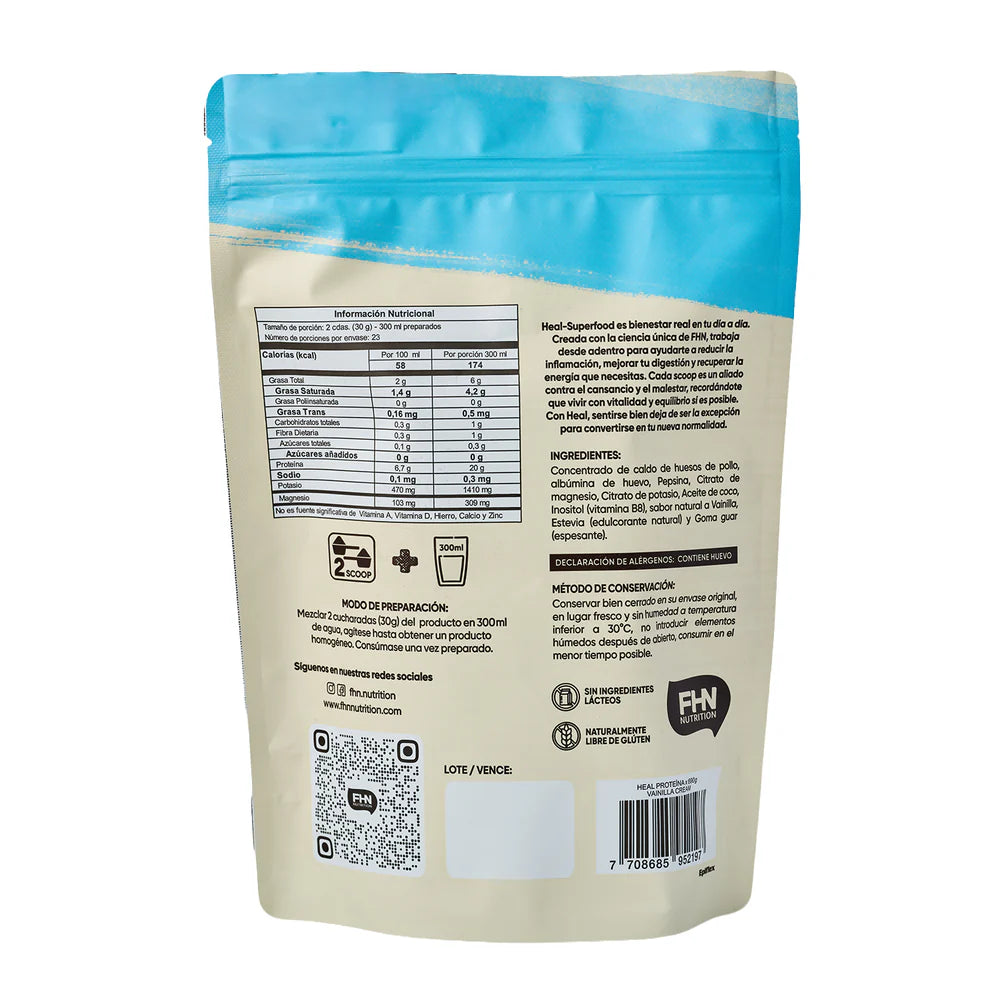 Heal Proteína Vainilla Cream 690g · FHN Nutrition