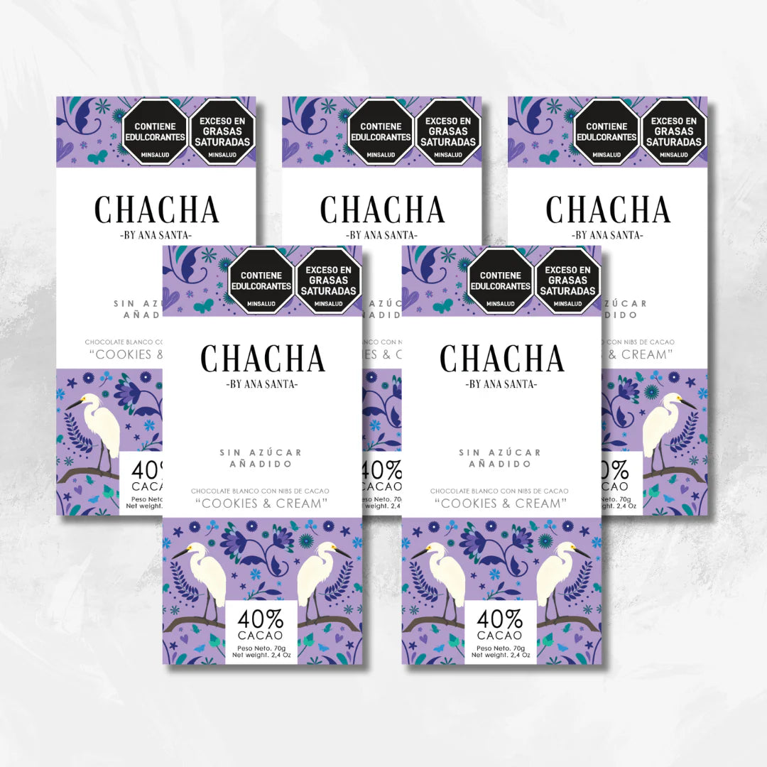 Chocolate Cookies & Cream 40% Cacao · Sin Azúcar - Chacha