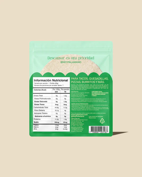 Tortillas de Coco · Sin Gluten - Palamano