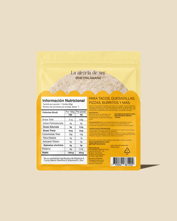 Tortillas de Yuca · Sin Gluten - Palamano