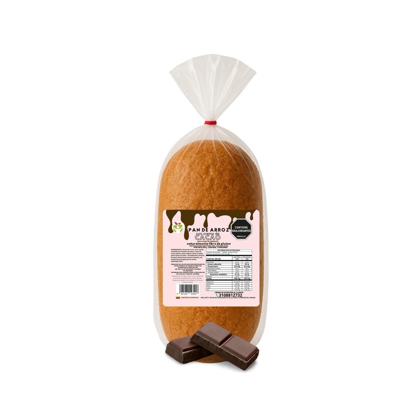 Pan de Arroz con Crema de Cacao 350g · Sin Gluten - AlimVida
