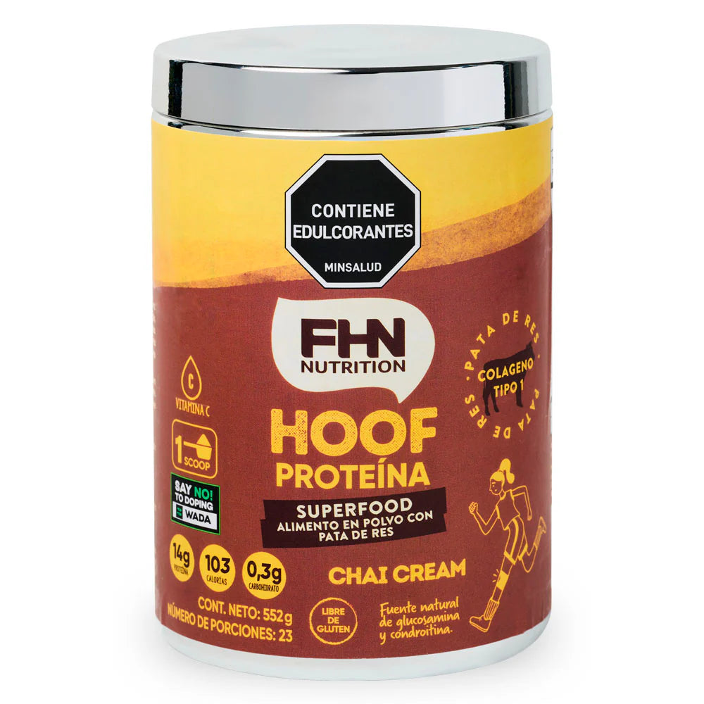 Hoof Proteína Chai Cream FHN Nutrition 552g, proteína en polvo con colágeno tipo I y pata de res
