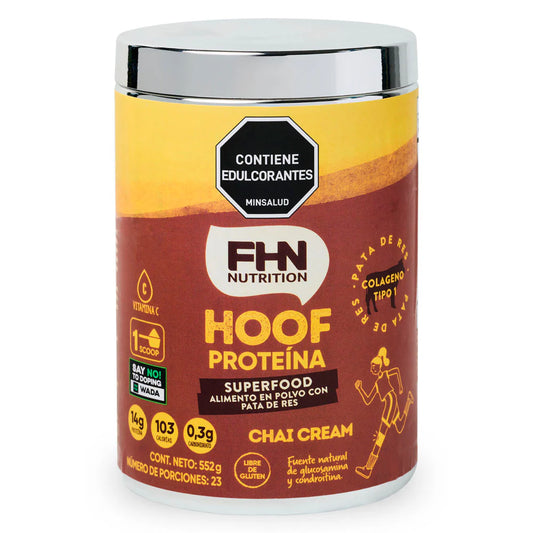 Hoof Proteína Chai Cream FHN Nutrition 552g, proteína en polvo con colágeno tipo I y pata de res