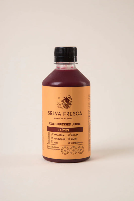 Raíces 375ml · Jugo Natural con Remolacha · Selva Fresca
